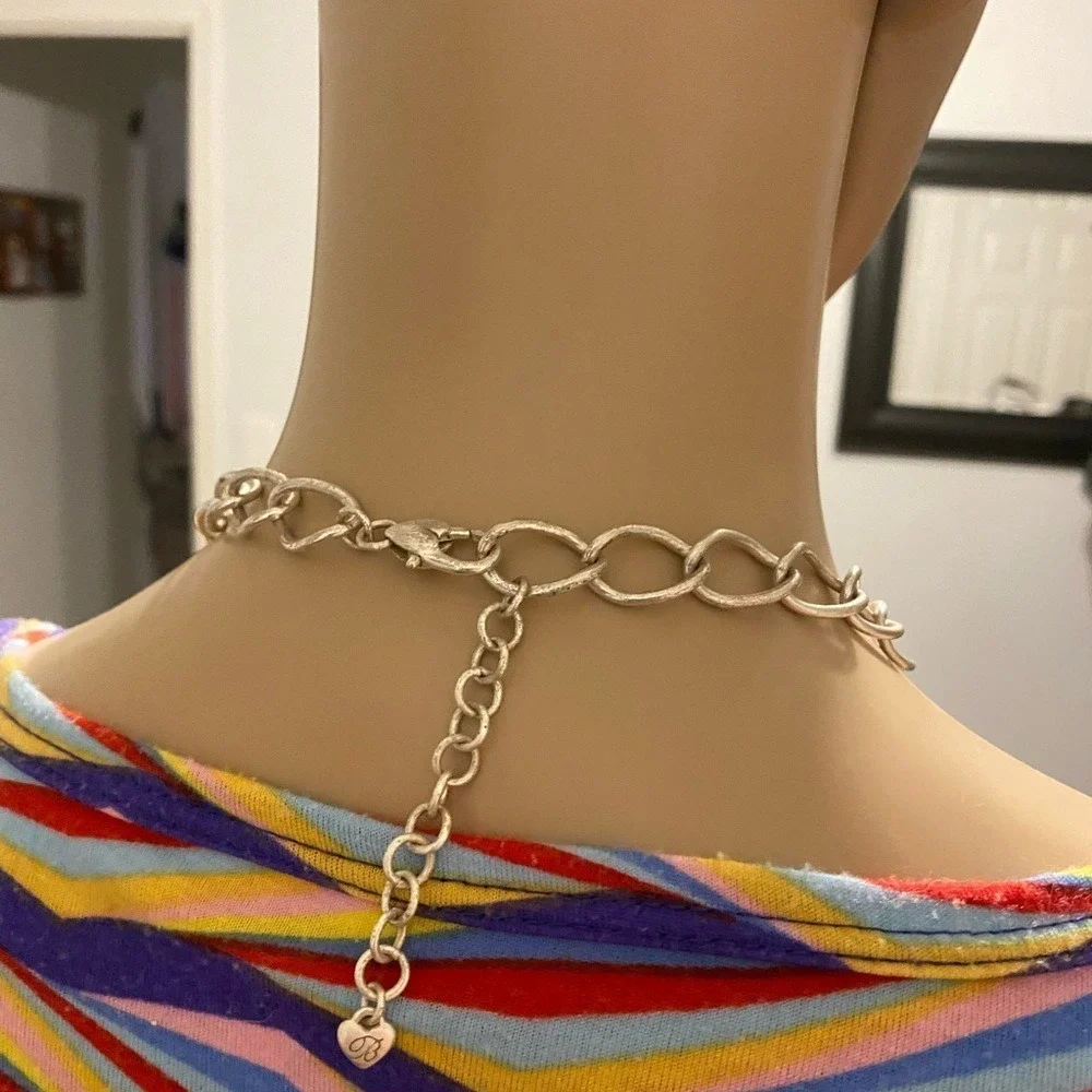Chunky Silver Tone Chain Link Necklace Statement Fashion Jewelry‎